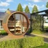 Gardenhouse24 Barrel Sauna LEO With Full Moon Glass